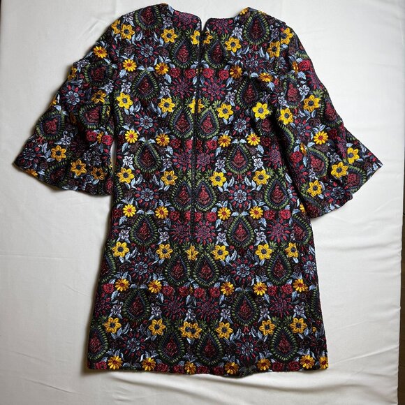 alice + olivia | Size 12 | Coley Bell Sleeve Floral Embroidered Mini Dress - Picture 3 of 11